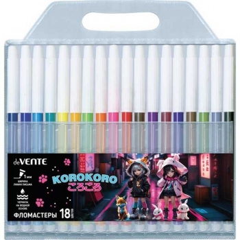 Фломастеры deVENTE 18 цв. в пластиковой упаковке Korokoro, арт.5082520