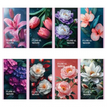 Блокнот А6 32л на скрепке BG Floral mood в клетку, блестки, ассорти арт.Б6ск32_бл 09427