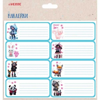 Наклейки для тетрадей deVENTE 40*96мм Korokoro, 8 дизайнов, блистер арт.8066519