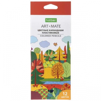 Карандаши Hatber ECO 12цв ART-Mate, шестигранные, ПЛАСТИКОВЫЕ, коробка с е/п арт.CS_068177