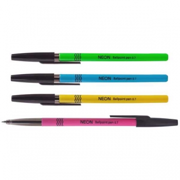 Ручка шариковая Hatber NEON, 0.7мм, корпус ассорти, чернила на масляной основе, синяя арт.7CB_50072