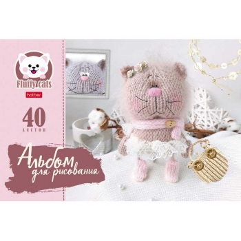 Альбом для рисов. А4 40л. на скрепке Hatber Уютные котики, ассорти арт.40А4В/074749