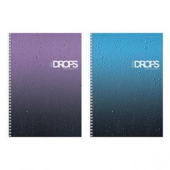 Тетрадь А4 80л в клетку на спирали Hatber Drops, глянц. ламинация, многоур. перфорация арт.80Т4лВ1гр/088870