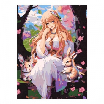 Набор для рисования по номерам, картина 41х50 см Прогулка в саду (основа на карт, краски, кисть) арт.Кпн-400