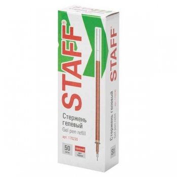 Стержень гелевый STAFF Basic 135мм, игольчатый пишущий узел 0.5мм, красный арт.170230