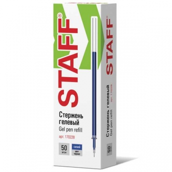 Стержень гелевый STAFF Basic 135мм, игольчатый пишущий узел 0.5мм, синий арт.170228