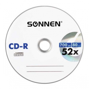 Диск CD-R SONNEN 700 Mb, 52x, Slim Case (1 штука) арт.512572