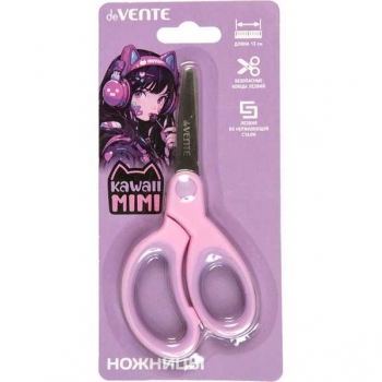 Ножницы deVENTE 13 см детские Kawaii Mimi, с закругл. кончиками лезвий, прорезин. ручками, в карт. блис арт.8010513 Ножницы deVENTE 13 см детские Kawaii Mimi, с закругл. кончиками лезвий, прорезин. ручками, в карт. блис арт.8010513