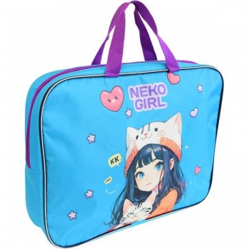 Папка А4 с ручками, текстильная 35х27х7 см Attomex NekoGirl, с расширением 7 см, на молнии арт.8053581 Папка А4 с ручками, текстильная 35х27х7 см Attomex NekoGirl, с расширением 7 см, на молнии арт.8053581