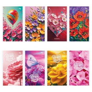 Блокнот А6 24л на скрепке BG МИКС. Яркие цветы в клетку арт.Б6ск24 64023