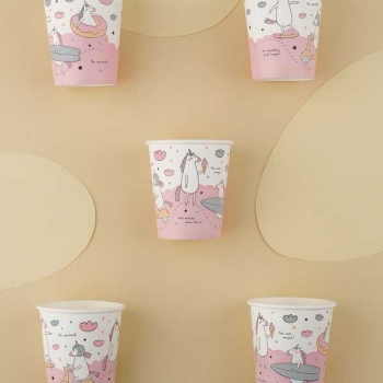 Стаканы одноразовые бумажные MESHU Unicorn 200мл, набор 6шт., хол/гор, пакет с е/п арт.MS_55442