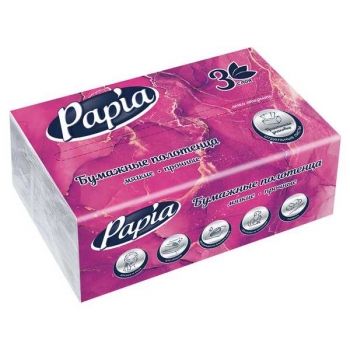 Полотенца бумажные  PAPIA д/диспенсера H3, UNIT PACK, ZZ-сложения, белые, 3-слойные, 100 листов в упак. арт.117705