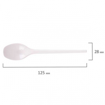 Ложка чайная пластиковая 12,5см (100 шт./уп.), белая, одноразовая, WELDAY арт.607829