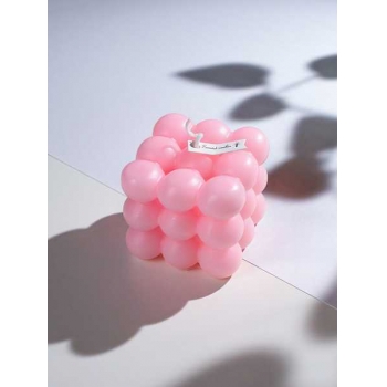 Свеча декоративная Геометрия с ароматом белого персика, 6,2*6,2*5,7см, розовая арт.УД-6199