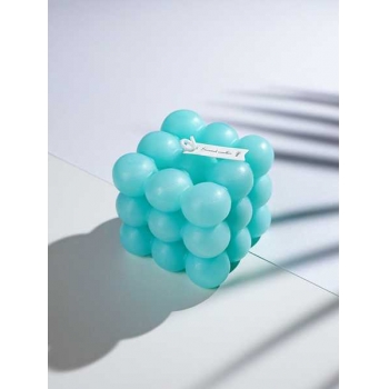 Свеча декоративная Геометрия с ароматом ежевики и базилика, 6,2*6,2*5,7см, голубая арт.УД-6200