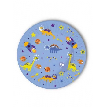 Тарелки одноразовые бумажные Динозавры, набор 6шт., d=23см. арт.ТБ-2128