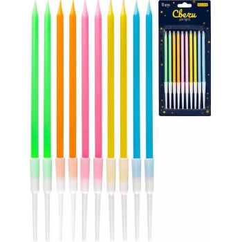 Набор свечей для торта на подставках Miland Волшебство 10шт, 0,4*10,5+4,5см, ассорти арт.с-2044 Набор свечей для торта на подставках Miland Волшебство 10шт, 0,4*10,5+4,5см, ассорти арт.с-2044