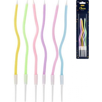 Набор свечей для торта на подставках Miland Нежность 6шт, 0,4*12+4см, ассорти арт.С-2005 Набор свечей для торта на подставках Miland Нежность 6шт, 0,4*12+4см, ассорти арт.С-2005