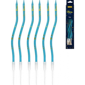 Набор свечей для торта на подставках Miland Сияние 6шт, 0,4*12+4см, бирюзовые арт.С-2054 Набор свечей для торта на подставках Miland Сияние 6шт, 0,4*12+4см, бирюзовые арт.С-2054