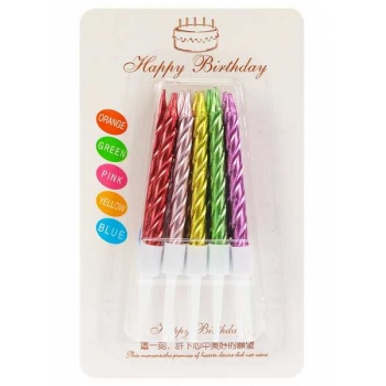 Набор свечей для торта Счастливый праздник 6шт с подставками, ассорти арт.С-2987 Набор свечей для торта Счастливый праздник 6шт с подставками, ассорти арт.С-2987