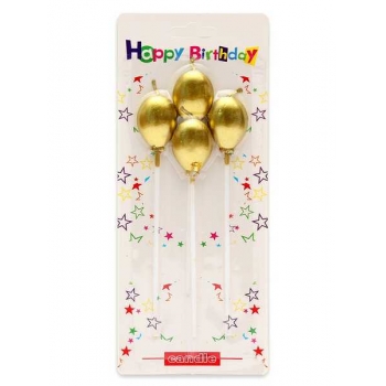Набор свечей для торта на длинных пиках Золотые шары 4шт. арт.С-2464 Набор свечей для торта на длинных пиках Золотые шары 4шт. арт.С-2464