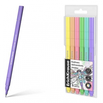 Ручки-линеры ErichKrause Art Spirit Pastel 6 цветов в футляре с европодвесом арт.62952 Ручки-линеры ErichKrause Art Spirit Pastel 6 цветов в футляре с европодвесом арт.62952