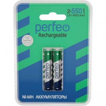 Батарейка Perfeo аккум. Ni-Mh  1,2V  (AAA) 550мА/ч (цена за 2 шт.) арт.AAA550mAh/2BL