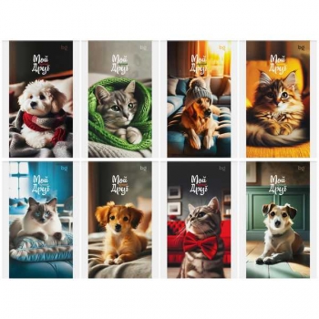 Блокнот А6 48л на скрепке BG Микс. Животные в клетку арт.Б6ск48 62646