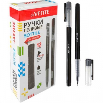 Ручка гелевая deVENTE Sottile, 0.38мм, черный корп., грип-зона, черная арт.5051516 Ручка гелевая deVENTE Sottile, 0.38мм, черный корп., грип-зона, черная арт.5051516