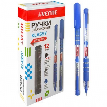 Ручка шариковая deVENTE Klassy, 0.7мм, серия Speed Pro, ОДНОРАЗОВАЯ, полупрозр. корпус, синяя арт.5073526