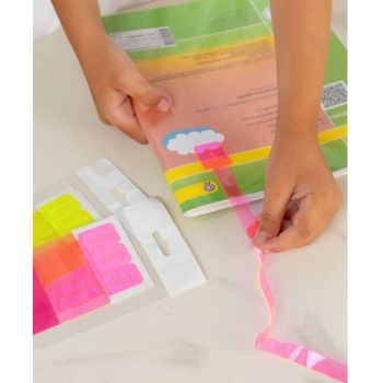 Закладки-ляссе  для книг, самоклеящиеся, ПВХ, набор 6шт 12х376 мм, Neon розовый арт.2921-922