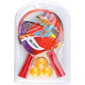 Набор для игры в настольный теннис, 2  ракетки тощина 7мм, 3 шарика, в блистере  арт.AN01001