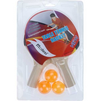 Набор для игры в настольный теннис, 2  ракетки тощина 4мм, 3 шарика, в блистере  арт.AN01000