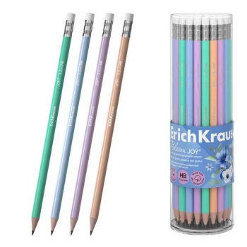 Карандаш ErichKrause HB ч/гр. с ластиком JOY Pastel Bloom, круглый, пластик, ассорти арт.60704 Карандаш ErichKrause HB ч/гр. с ластиком JOY Pastel Bloom, круглый, пластик, ассорти арт.60704