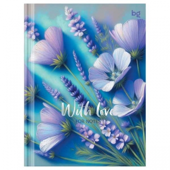 Блокнот А6 80л. бизнес BG Flowers with love, клетка, тв. обл. с мат. ламинац., тиснение фольгой арт.ББ6т80_лм_тф 62660