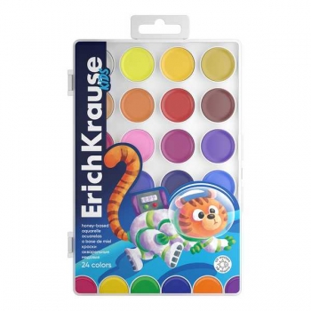 Акварель ErichKrause Kids Space Animals 24 цветов медовая с УФ защитой яркости арт.61362 Акварель ErichKrause Kids Space Animals 24 цветов медовая с УФ защитой яркости арт.61362