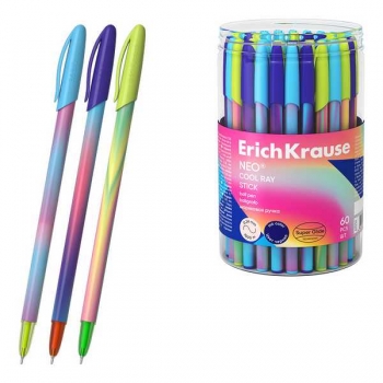 Ручка шариковая ErichKrause NEO Cool Ray, 0.7мм, игольч. узел, одноразовая, синяя арт.61012 Ручка шариковая ErichKrause NEO Cool Ray, 0.7мм, игольч. узел, одноразовая, синяя арт.61012