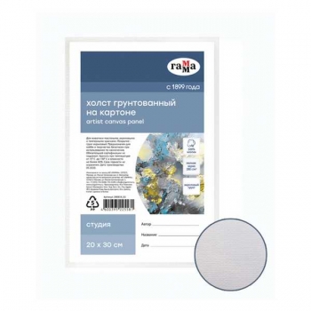 Холст для акварели на картоне Гамма Студия, 20*30см, 100% хлопок, 280г/м2, мелкое зерно арт.280818_02