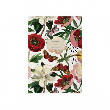 Блокнот А5 80л. престиж FLORA.ПИОНЫ, клетка, тв. обл., матовая  ламинация арт.3-80-072/42