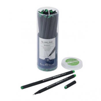 Ручка капиллярная Bruno Visconti Slimline, 0.36мм, зеленая арт.36-0037