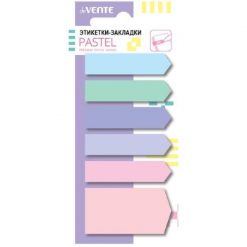 Набор самокл. флажков бумажных с клеевым краем deVENTE 44*11мм, 44*24мм, ас-ти, пластик. пакет Pastel арт.2011215