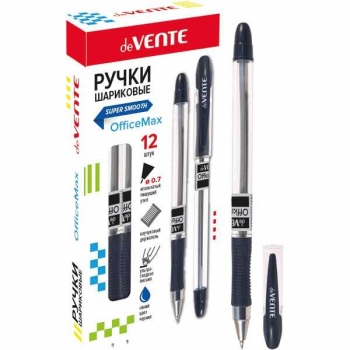 Ручка шариковая deVENTE OfficeMax 0.7мм,  игольч. стерж., прозр. корп., синяя арт.5073809 Ручка шариковая deVENTE OfficeMax 0.7мм,  игольч. стерж., прозр. корп., синяя арт.5073809