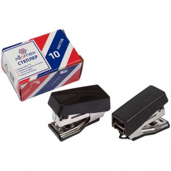 Степлер 10 (10л) Attomex МИНИ, пластиковый, с антистеплером, (гл. скр. 20мм) черный арт. 4142406