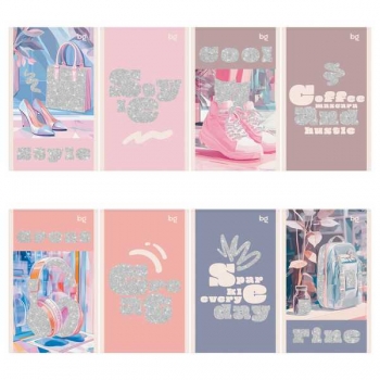 Блокнот А6 32л на скрепке BG Блестящий стиль в клетку, блестки, ассорти арт.Б6ск32_бл 09428