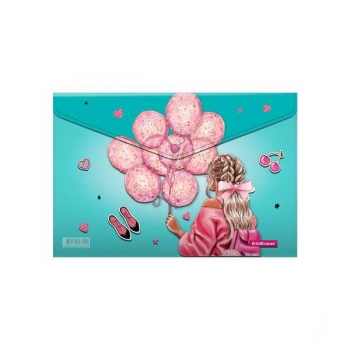 Папка-конверт А4 на кнопке ErichKrause Girly Day, 160мкм, непрозрачная, с рисунком арт.55096