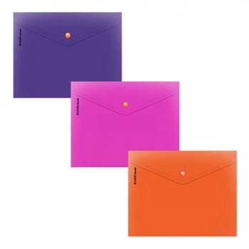 Папка-конверт А5+ на кнопке ErichKrause Soft Caribbean Sunset, 180мкм, непрозрачная, ассорти арт.54880