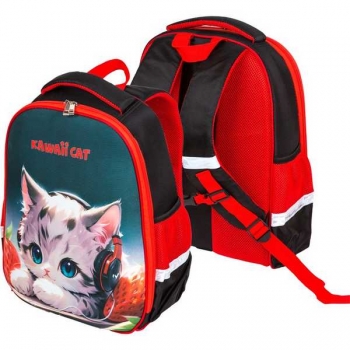 Рюкзак школьный Attomex  Optima. Kawaii Cat 37x28x18 (14 л) вес 700гр., 1 отдел, 2 бок. кармана арт.7033501