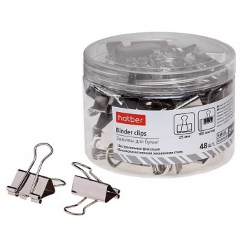 Зажим мет. для бумаг (2,5см) Hatber серебряный арт.BC_059165 Зажим мет. для бумаг (2,5см) Hatber серебряный арт.BC_059165