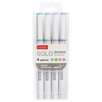 Артмаркеры Hatber Solo PASTEL, 1-4мм, мягкий наконечник, набор 4шт. арт.HL_087675 Артмаркеры Hatber Solo PASTEL, 1-4мм, мягкий наконечник, набор 4шт. арт.HL_087675