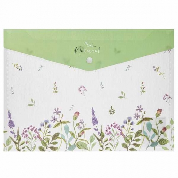 Папка-конверт А4 на кнопке Hatber NATURAL FLOWERS, текстура с печатью арт.AKk4_33479